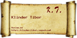 Klinder Tibor névjegykártya